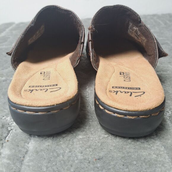 Clarks Collection Brown Leather Mules WOMENS SIZE 7.5M slip on comfort shoes - Picture 8 of 13